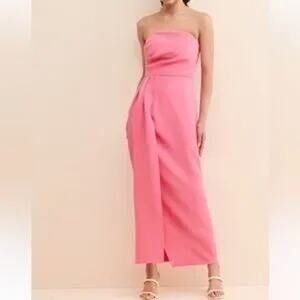 Keepsake The Label Strapless Slit Wrap Midi Dress Pink 4